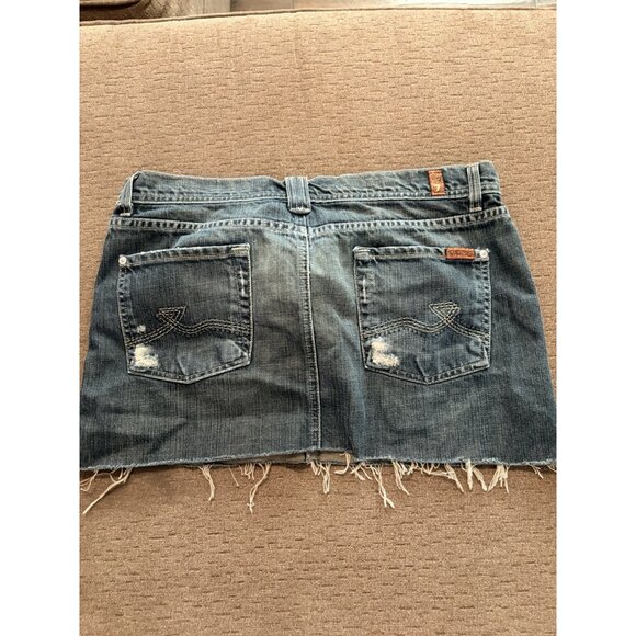 7 For All Mankind Jean Denim Micro Mini Skirt Y2K Vintage Cute It Girl - Picture 6 of 13